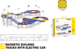 Mamido Mágneses építőkészlet versenyautós pálya elektromos kisautóval 190 darabos XL MT1473 (MT1473) - mamido