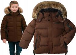 F-26 Barna téli kabát, Size 104, meleg, kapucnival, szőrmével (YF-2045A1)