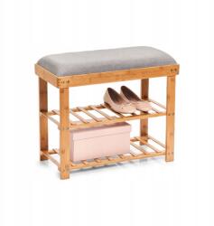 Zeller Bambusz cipősszekrény 2 polccal és ülőkével, szürke 60x29x50cm (14235)