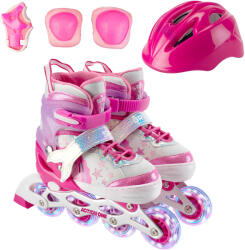 Action Little Mermaid Roller szett, sisakkal, könyök/térdvédő, M méret (35-38), rózsaszín 35 rózsaszín