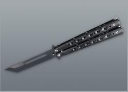 Padonio Fekete színű gyakorló fémből készült pillangókés - Lyukacsos díszítésű markolattal (DM-8-1106)