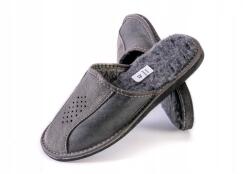 Maximus Férfi Papucs, Size 41, bőr, gyapjú bélés, szürke (48A03)