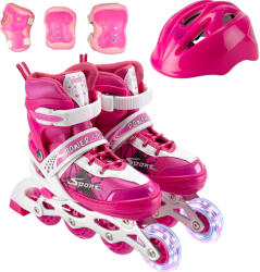Action Power Sport Roller szett, sisakkal, protektorokkal, S méret (31-34), rózsaszín 34 rózsaszín