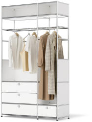 Tchibo - /Cn3 fém gardróbszekrény 2 akasztórúddal és 4 fiókkal - fehér