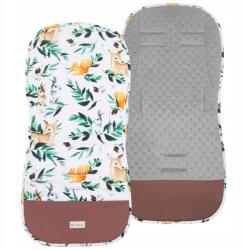 Springos Babakocsi betét, pamut, minky, 37×78cm, szürke, fehér, barna (SB0057)