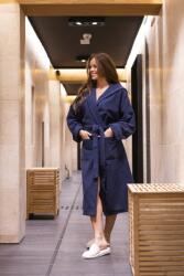  Kapucnis köntös, Size XXL, 100% pamut, 450g/m2, sötétkék, megerősített akasztó (Szlafrok z Kapturem 100% bawełna Gruby)