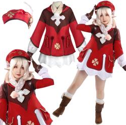  Klee Genshin Impact jelmez, ruha, 164-170cm, pulóver, szoknya, sál, sapka