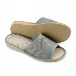 Nowo Női bőr papucs, Size 36-41, szürke, strandpapucs (K-1187A)