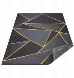 Dywanopol Szőnyeg Nappaliba 120x170 CM Fekete Arany Mozaik Mintás Modern Csúszásgátlós (BLA-GLD-N-14-120X180)