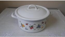 Bara és Bara Zománcozott magas lábas fedővel 24 cm gyümölcs motívummal (BR101)