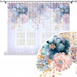 HomeView Függöny, 300×150cm, fehér, színes mintás, ráncfelhúzóval, poliészter (H-FNG150-300x150)