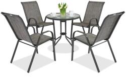 Garden Point Modena fém kerti bútor 4 fő részére, kis asztallal, szürke (GAP474-4)