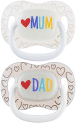 Canpol Babies világító szilikon cumi szimmetrikus SZERETEM ANYA ÉS APA 0-6h (2db)