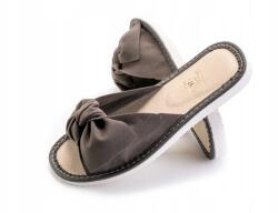 Maximus Női bőr papucs, szürke, Size 37, masnival, lengyel gyártó (Z0-00)