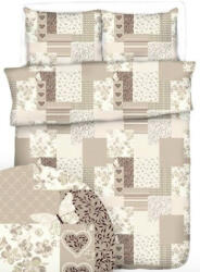  3 részes pamut hosszú ágynemű huzat garnitúra - 140x220 cm / bézs patchwork