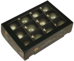  Üveg karácsonyfadísz gömb, zöld színű matt és fényes, 12 db - 5, 7 cm