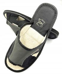 Maximus Férfi Bőr Papucs, házi, fekete-szürke, Size 44 (56S02)