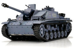 TORRO tank 1/16 RC Sturmgeschütz III, G verzió, szürke álcázó-BB Airsoft (fém lánctalpak)