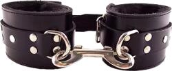Rouge Leather Wrist Cuffs With Faux Fur Lining Black on Black