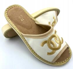 Maximus Női Házipapucs, Size 41, fehér-arany, bőr talpbetét, Maximus (07Z00)