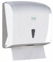 Vialli V hajtogatott kéztörlő adagoló ABS műanyag, 300lap kapacitás, fehér - tisztitoszertrendelek