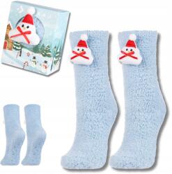 Moraj Ünnepi Frottír Zokni, Size univerzális, világoskék, 3D hóember (CSLS250-030)