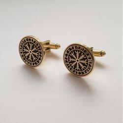  SlavieszkiPL Mandzsettagombok Algiz rúnás pajzs, sárgaréz (Slavieszki.PL)