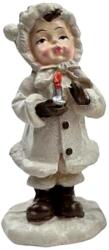  Éneklő fehér ruhás figura gyertyával. Mérete: kb. 8 cm