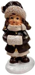  Barna ruhás karácsonyi kislány figura. Mérete: 7, 5 cm