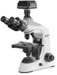 KERN OBE 124C832 biológiai digitális mikroszkóp kamerával 40x/100x/400x nagyítás, állítható asztal, állítható fényerejű 3 W-os LED alsó megvilágítás, trinokuláris, szoftver (OBE 124C832)