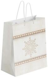  Ajándéktasak 260X320 Mm Hópehely Motívum, Fehér, Arany