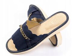 Maximus Női papucs, Size 39, sötétkék, arany lánccal, strandpapucs (01B02)