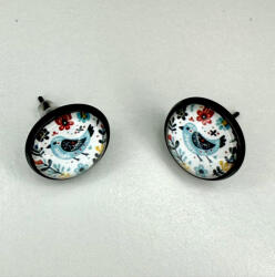  Tavaszi Madárdal - Üveglencsés Bedugós Fülbevaló (JJF78)