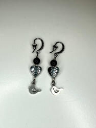  Éjféli Dal - Szív és Madárka Fülbevaló (JJF68)