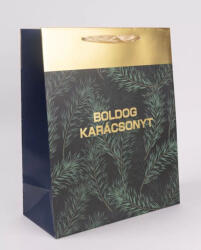  Elegáns Fenyőág - Arany Karácsonyi Ajándéktasak (L-es) (370861)