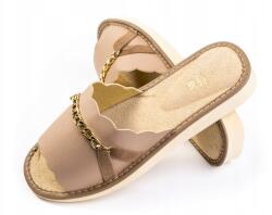 Maximus Női Papucs, arany/ezüst lánccal, Size 40, bézs (01B00)