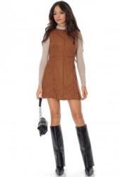 RohBoutique Tunica din piele intoarsa sintetica cu broderie contrastante Aimelia DR4805