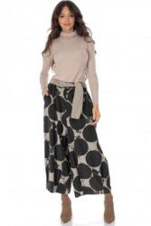 ROH Pantaloni din catifea fina cu imprimeu, Negre Aimelia TR559