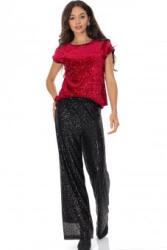 ROH Pantaloni eleganti cu paiete Negru Aimelia TR567
