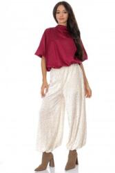 ROH Pantaloni dama stil harem cu paiete pe Crem Aimelia TR565