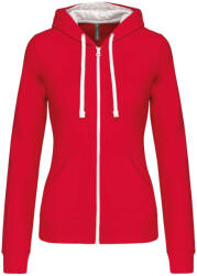 Kariban KA467 NŐI KONTRASZTOS KAPUCNIS VÉGIG CIPZÁRAS PULÓVER (ka467re/wh-xl)