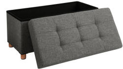 SONGMICS Chesterfield Tárolópad Sötétszürke Len Ülőke Fa Lábakkal (EUZ-LSF16GYZ)