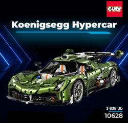 Guly 10628 Koenigsegg Hypercar technikai modell, 3838 db-os készlet, statikus kivitel