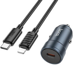 hoco. Autós töltő Hoco Z57, 30W, 3A, 1 x USB-C, Lightning kábellel, Szürke - smartdiszkont
