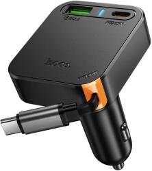 hoco. Autós töltő Hoco NZ18, 65W, 3A, 1 x USB-A - 1 x USB-C, USB-C kábellel, Fekete