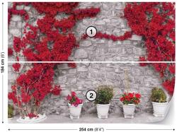 DEGRETS Fotótapéta DEGRETS 83825 Fal piros virágokkal 2, 184x254cm (83825)