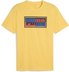 PUMA Puma, Kerek nyakú pamuttartalmú póló, Fekete, Sáfránysárga, Kék, 2XL (684827-55-XXL)