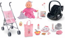 Corolle Set cuib cu păpușă Eloise Baby Doll Carrier Cybex Priam 2in1 Black Corolle cu cărucior și accesorii (CO141880-2)