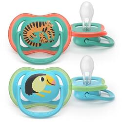 Philips Set 2 suzete Philips Avent Ultra Air SCF087/11 care lasa pielea bebelusului sa respire, ortodontice, fara BPA, 6-18 luni (Albastru) (SCF087/11)