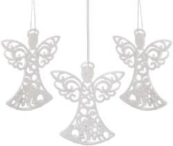 SPRINGOS Karácsonyfadísz " angyal" 3 db - fehér/csillám (CA0040)